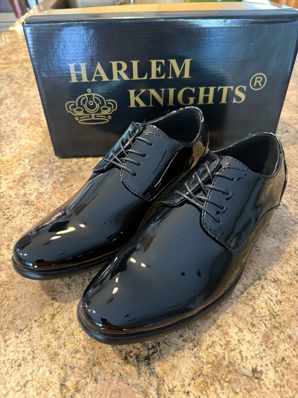 Mens Black Patent Leather Dress Shoes 9.5 Harlem Knights